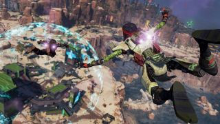Apex Legends screenshot of a character parachuting down