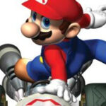 Mario jumping into a race car during one of the best DS games, Mario Kart DS.