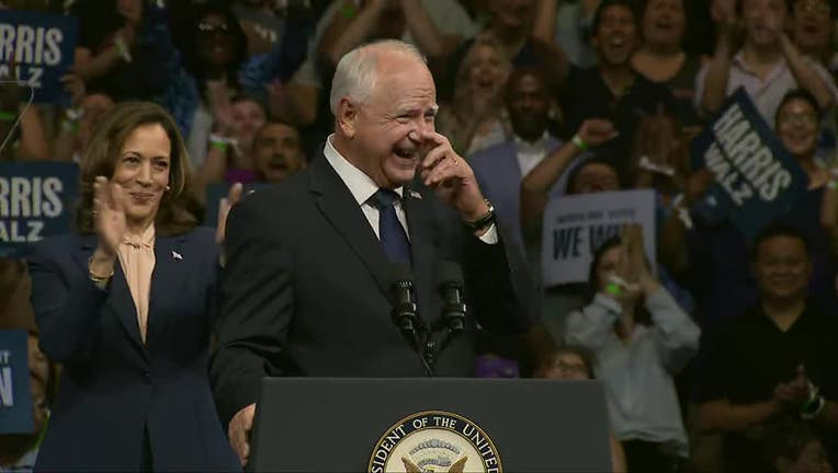 Tim Walz at a campaign rally