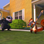 Over the Hedge characters RJ, Hammy, Verne, and Stella planning their next adventure