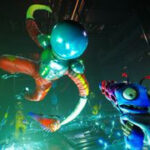 A scene from High on Life, showing the player facing an enemy.