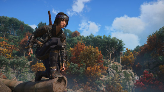 Best adventure games: a ninja, dressed in black with a headband, perches on top of a roof.
