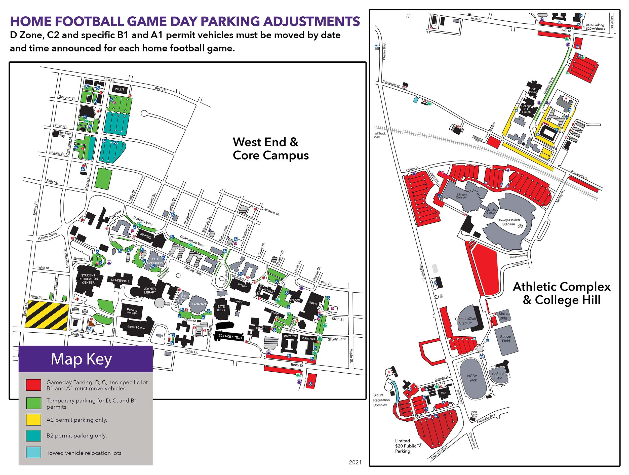 Campus Map of Parking Adjustments