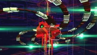 A screenshot of Rez, one of the best Dreamcast games.