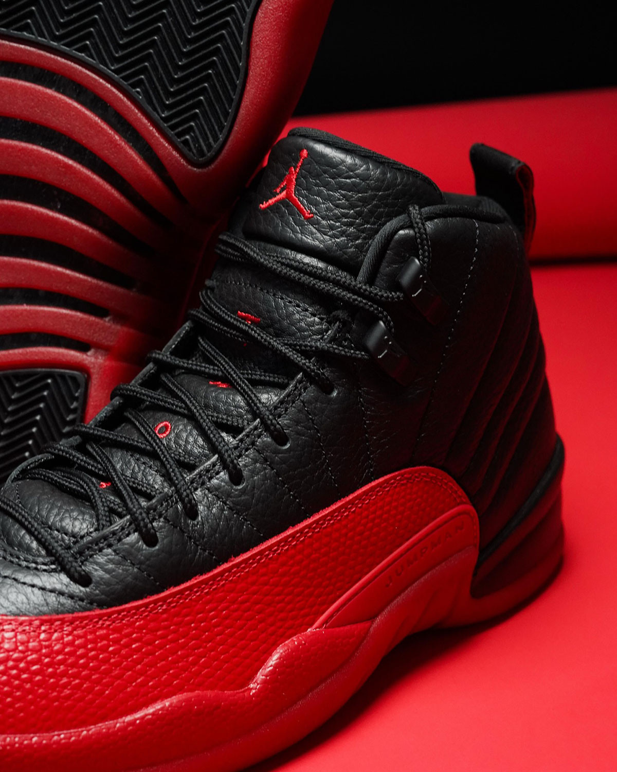 Display of the Air Jordan 12 &quot;Flu Game&quot; showing collectibility