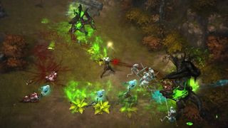 A magic attack devastates a battlefield in Diablo 3.
