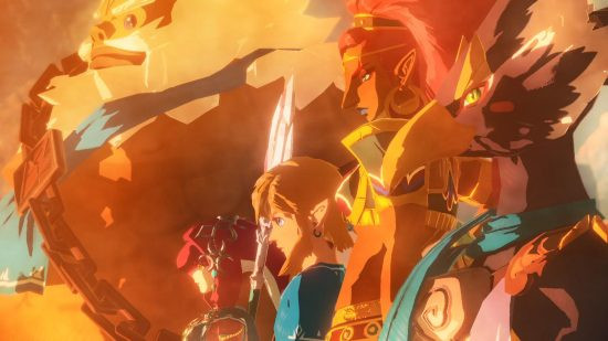 The main characters in Age of Calamity stood together