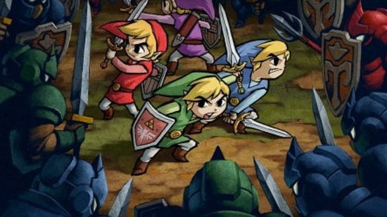 Four Swords Adventure official artwork of four Links