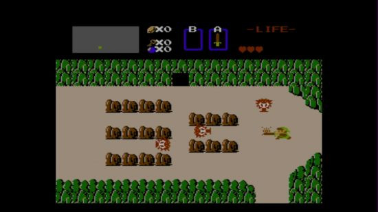 Link battling Octoroks in The Legend of Zelda