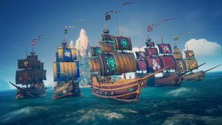 A fleet of ships in Sea of Thieves