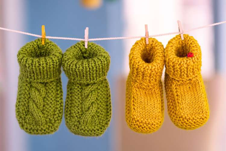 Participants racing to match pairs of baby socks