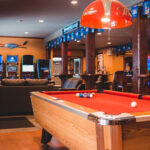 Pool table at a bar