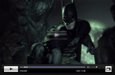 A strategic vantage point showcases Batman perched on a gargoyle, silently observing the inmates below, highlighting the predator stealth gameplay
