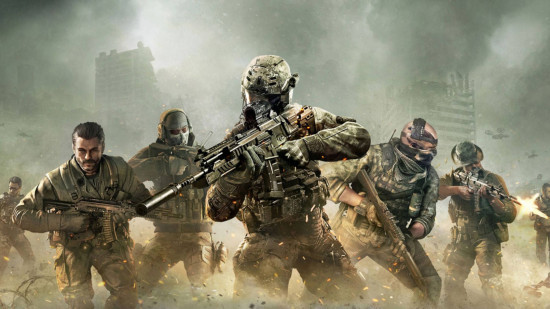 A group of soldiers running through dust in Call of Duty: Mobile, a fantastic first-person shooter for Android in 2024.