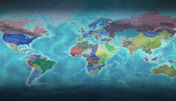 A map of the world in Conflict of Nations, one of the best mobile strategy games for Android in 2024.