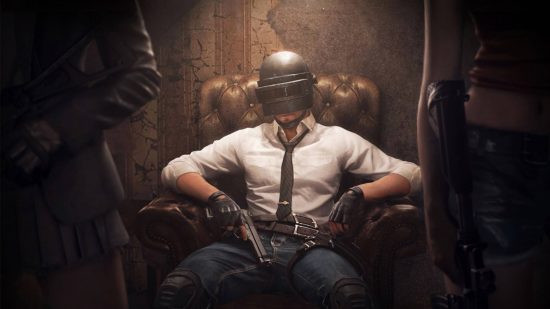 A man in a chair in PUBG, a popular battle royale game for Android in 2024.