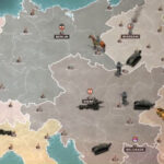 A map of Europe with various military vehicles on it in Supremacy 1914, one of the best Android games.
