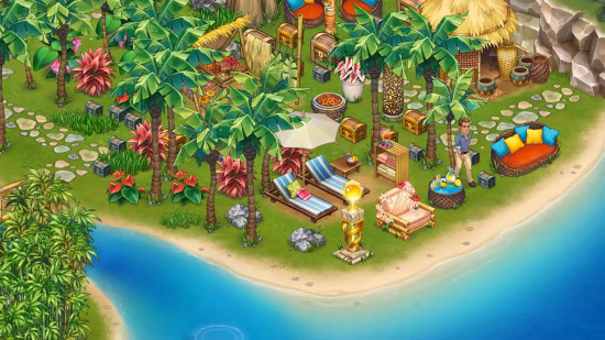 Best browser games Taonga The Island Farm Images shows people on an island with lots of nice things on it, near a blue ocean