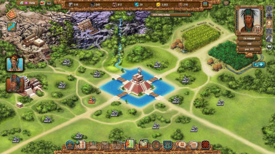 Best browser games Tentlan Image shows a civilization built around a central building
