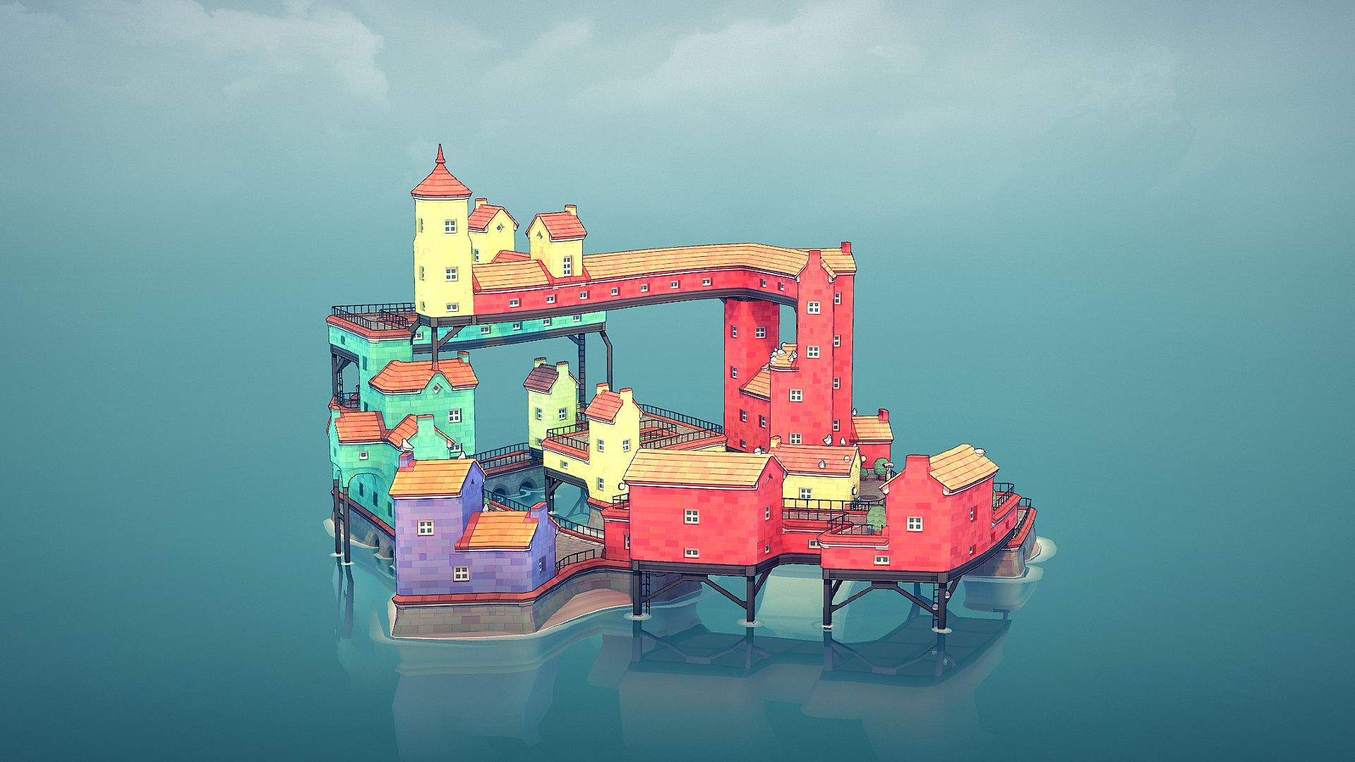 Best browser games a beuatiful coastal settlement in Townscaper