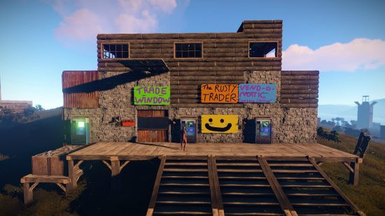 Shack with several friendly signs in Rust