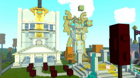 Architechtural marvels made with blocks in Trove