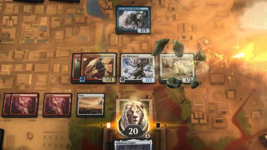 A Magic the Gathering deck is laid out on a surface.