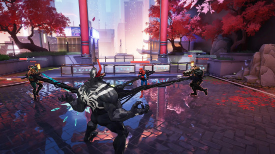 Venom attacking heroes in Marvel Rivals.