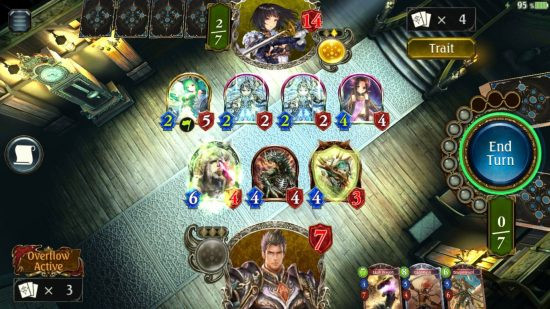 Various game tiles on a table in Shadowverse.
