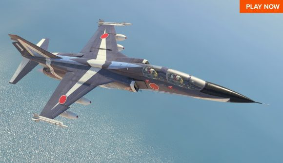 A plane flying in War Thunder, where you can shoot and drive in WW2 combat.