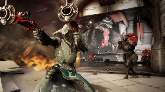 Warframe features ninjas in space in powerful 'Warframe' armor.