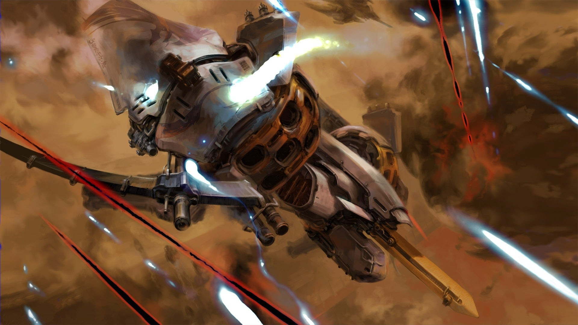 A space ship in a dog fight