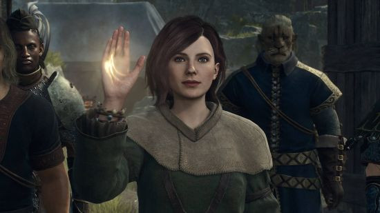 A warrior faces a Leonin in Dragon's Dogma 2, reminiscent of the monster battles in games like Monster Hunter.