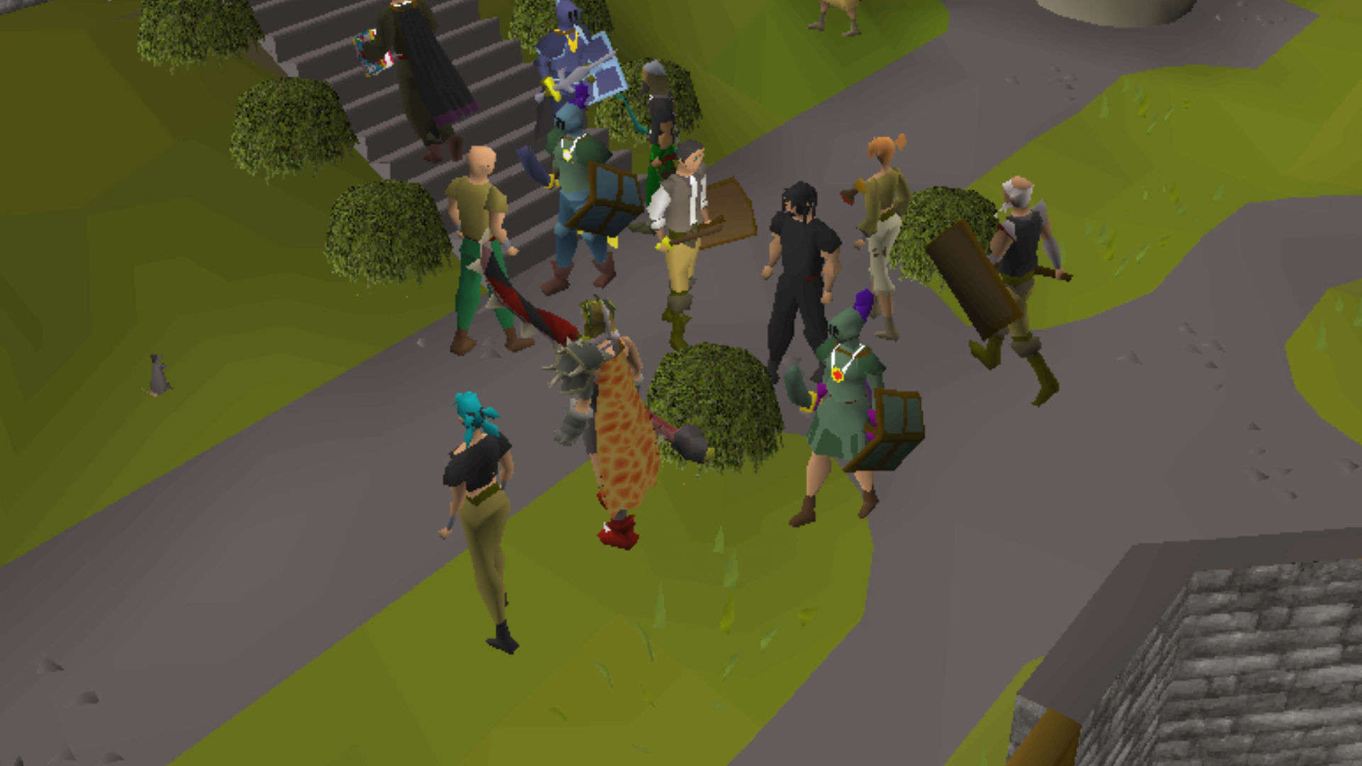 Best iPhone games: Old School RuneScape. Image shows a group of people walking around outside.