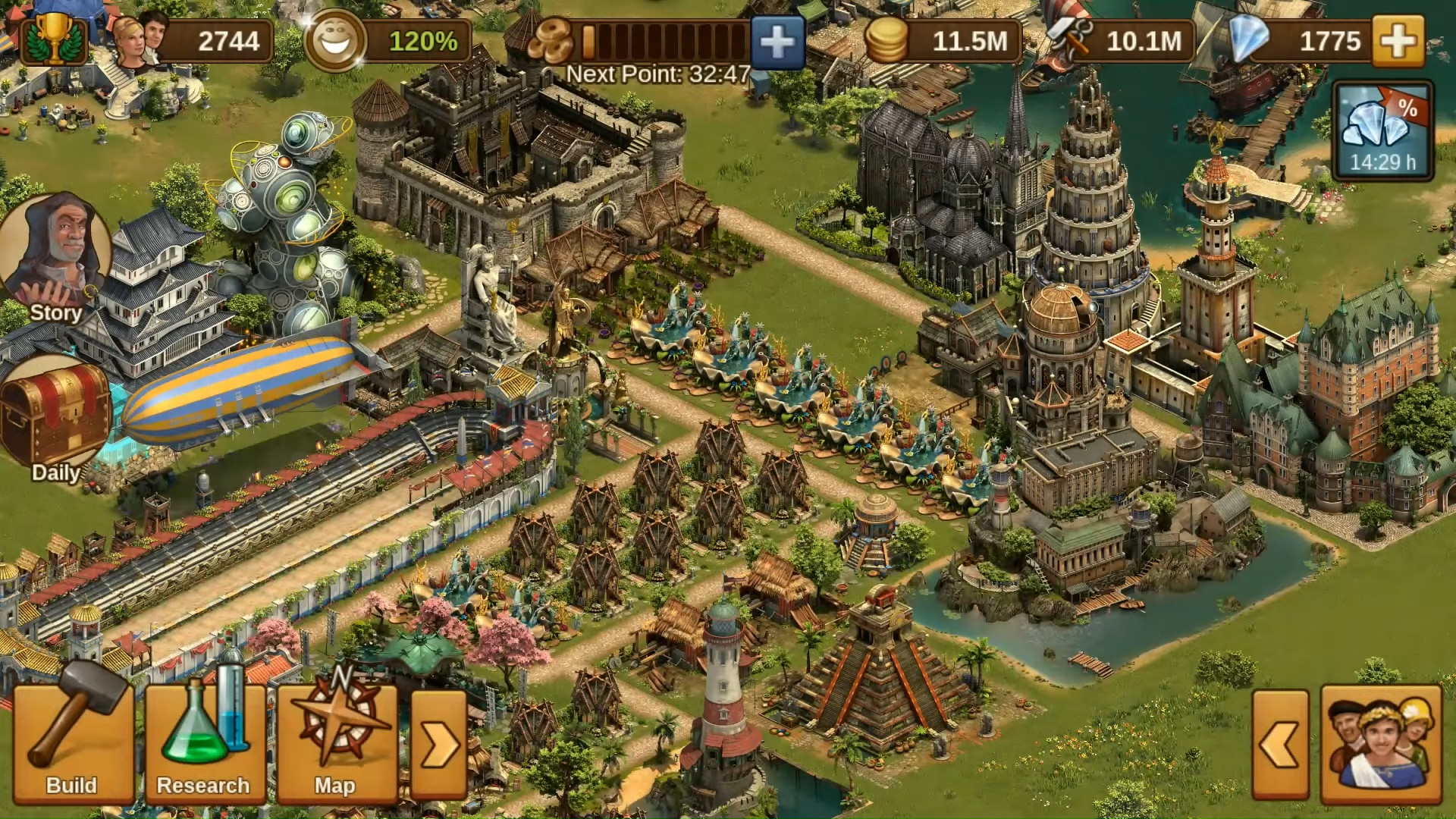Best iOS games: Forge of Empires. Image shows a historic kingdom from an isometric view.