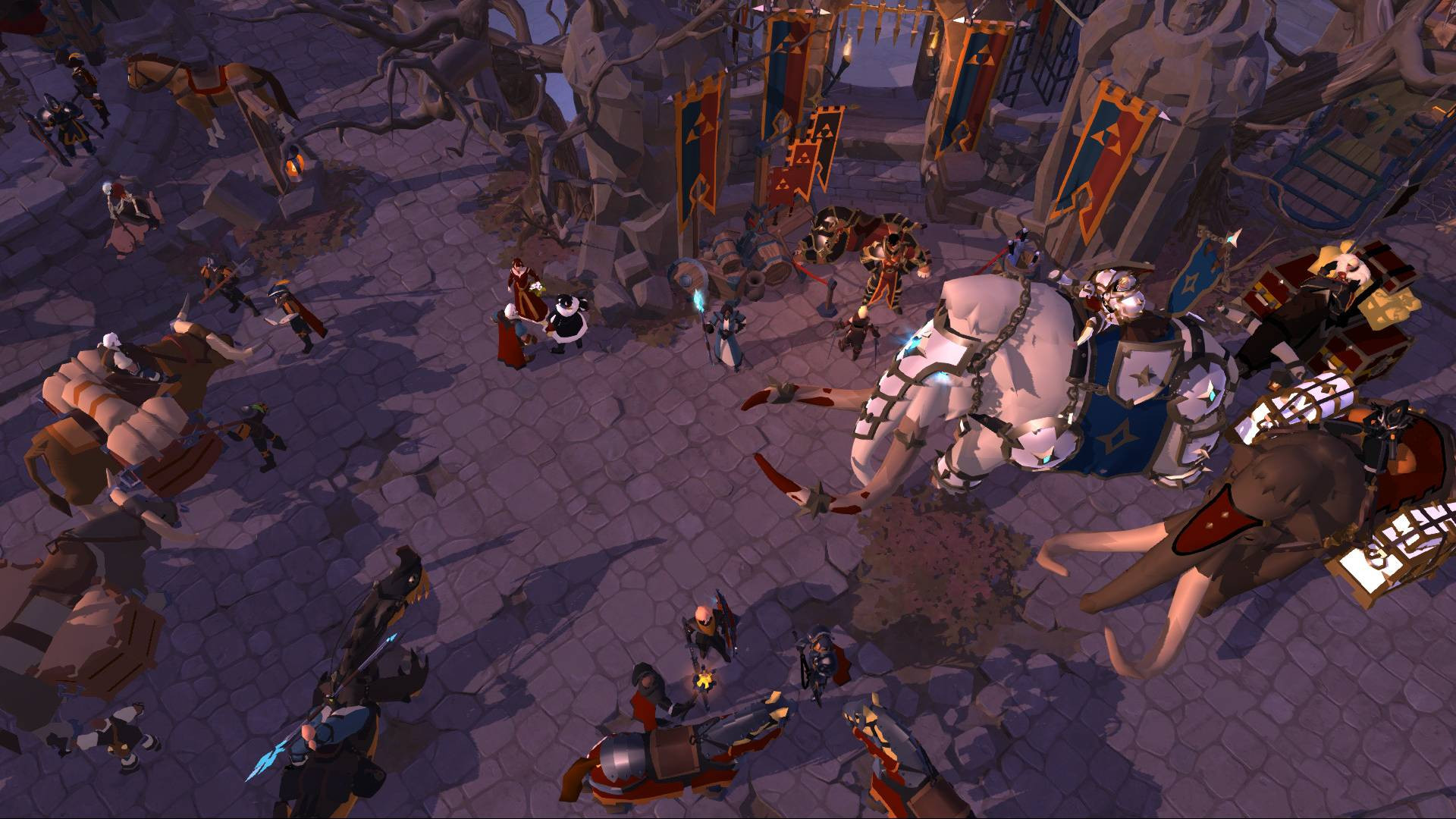 Best MMORPG games: Albion Online, showcasing a group of people in a town square, emphasizing its PvP-focused gameplay and community interactions.