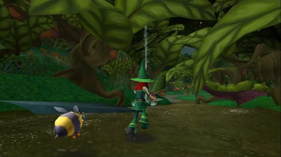 Wizard101 image of a lady wizard running through the woods, highlighting its nuanced storyline and fantasy setting.
