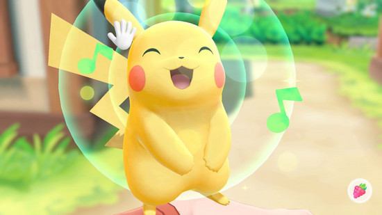 Pikachu smiling in Pokémon: Let's Go, Pikachu