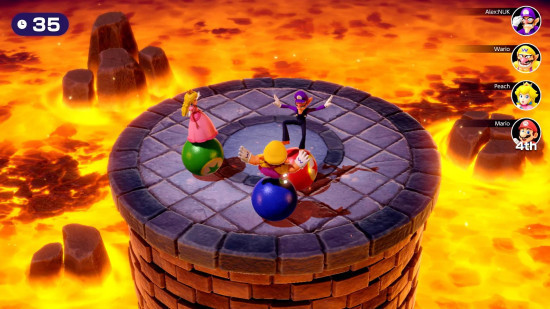 Characters on giant balls in Mario Party Superstars