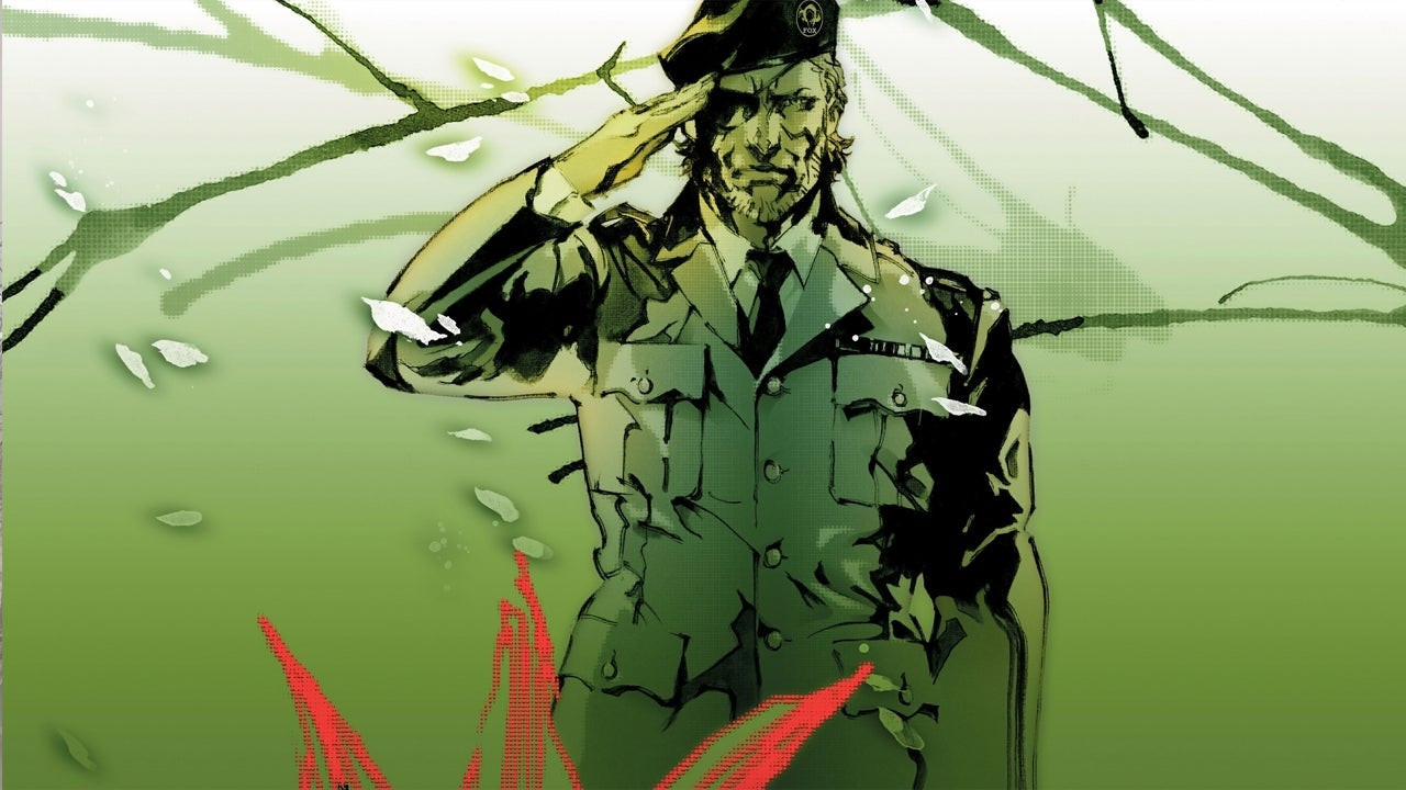 Snake in military uniform salutes in Metal Gear Solid 3