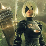 A woman wearing a black dress and blindfold, holding a large sword