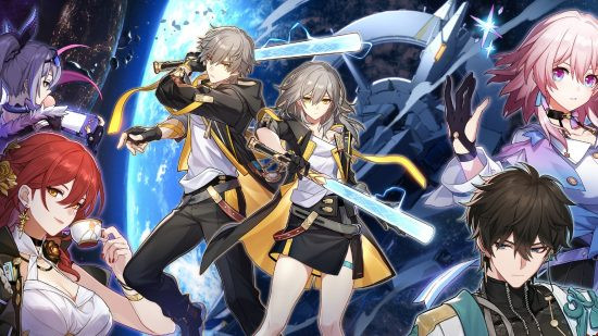 Honkai Star Rail featuring the Trailblazer counterparts with the Astral Express crew