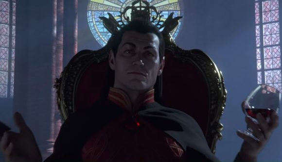 Neverwinter showing a man sitting on a throne looking ominous