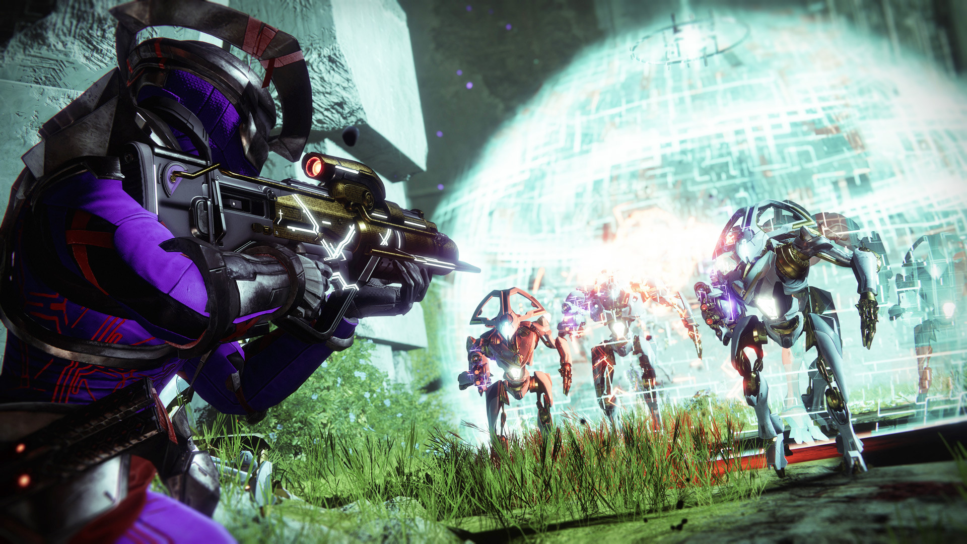 Destiny 2: A Destiny 2 guardian fighting the robotic Vex, highlighting the game's action-packed combat and stunning visuals