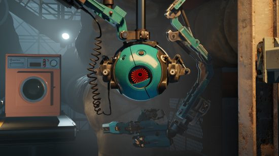 A screenshot from Aperture Desk Job from Steam. A must-play if you own a Steam Deck, and it’s entirely free