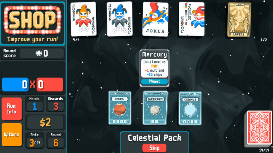 Celestial pack in Balatro