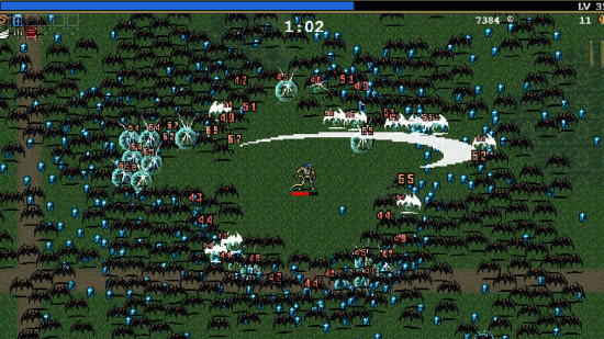 Vampire Survivors provides minimalist gameplay where survival depends on strategic weapon upgrades and character builds.
