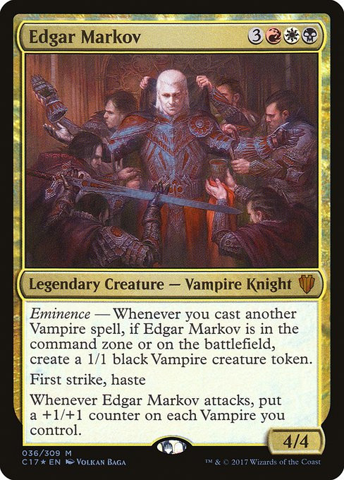 Edgar Markov, a popular Commander that shapes the entire deck strategy