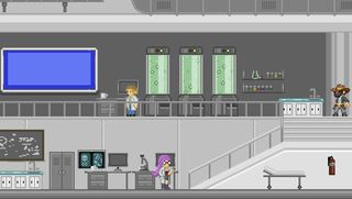A screenshot of the inside of a spaceship during Starbound.