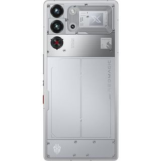 Nubia RedMagic 10 Pro in silver with a see-through back
